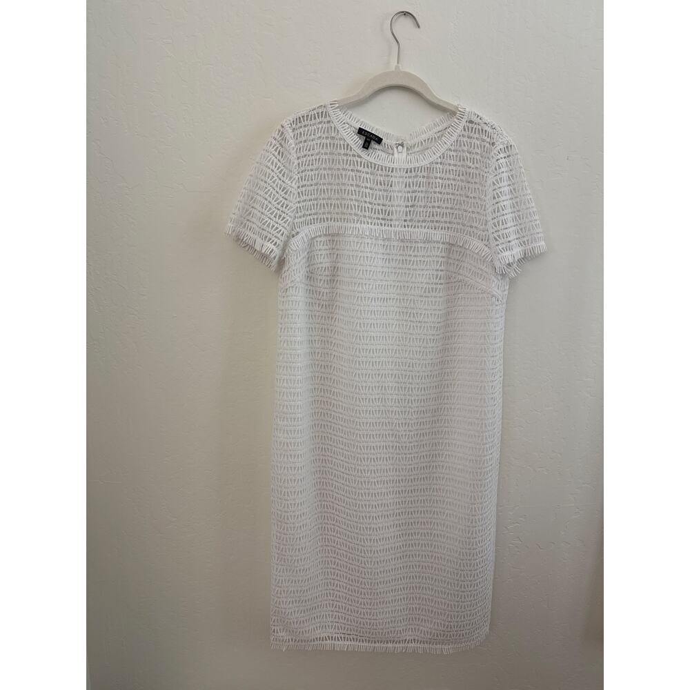 Escada White Fringe Trimmed Shift Dress - size 10 (40) - Picture 2 of 11